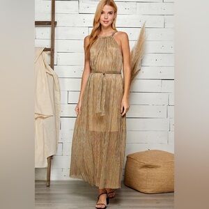 NWT Sweet Lemon Gold Halter Dress